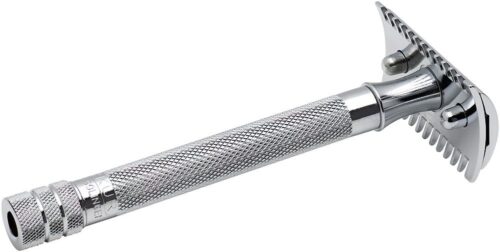 Cтанок Т- образный для бритья MERKUR хромированный, длинная ручка, лезвие в комплекте (1 шт) - 1