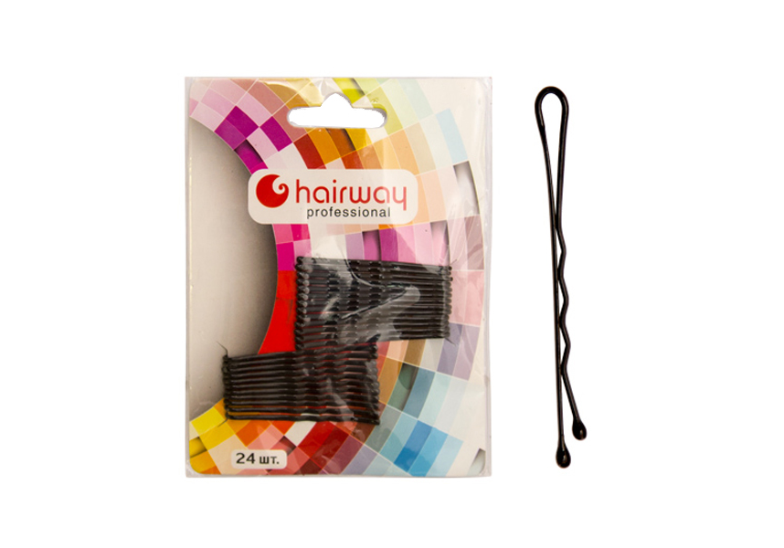 Hairway 42078-02 невидимки для волос (50мм, волнистые, черные, 24шт) - 1