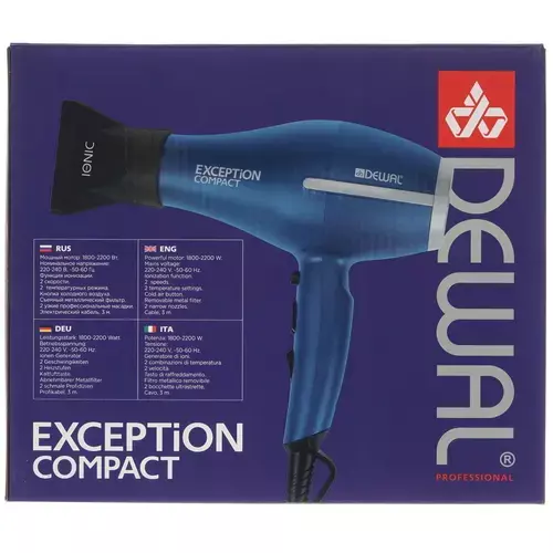 Фен 2200 Вт EXCEPTION Compact DEWAL 03-114 Blue - 7