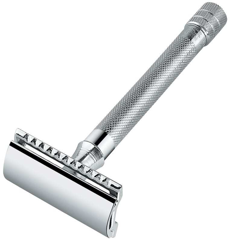 Станок Т- образный для бритья хромированный, с удлиненной ручкой, лезвие в комплекте (1 шт) Merkur 9023001 - 1