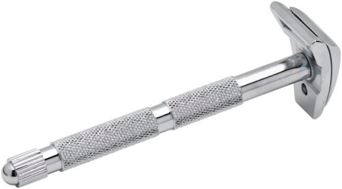Станок контурный для бритья MERKUR хромированный, короткая ручка, лезвие в комплекте (1 шт) - 1