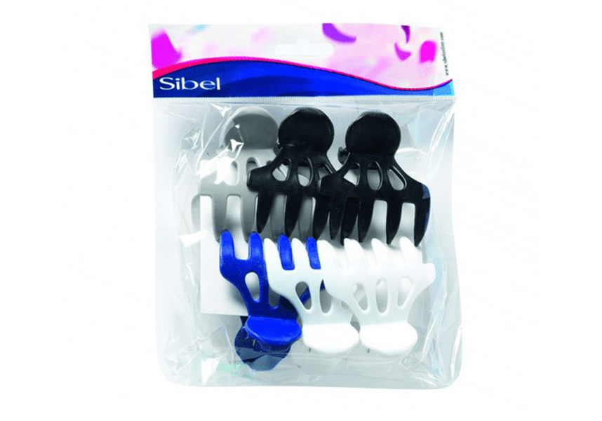 Зажимы для волос Sibel 9321373 (пластиковые, разноцветные, широкие, 6шт) - 2
