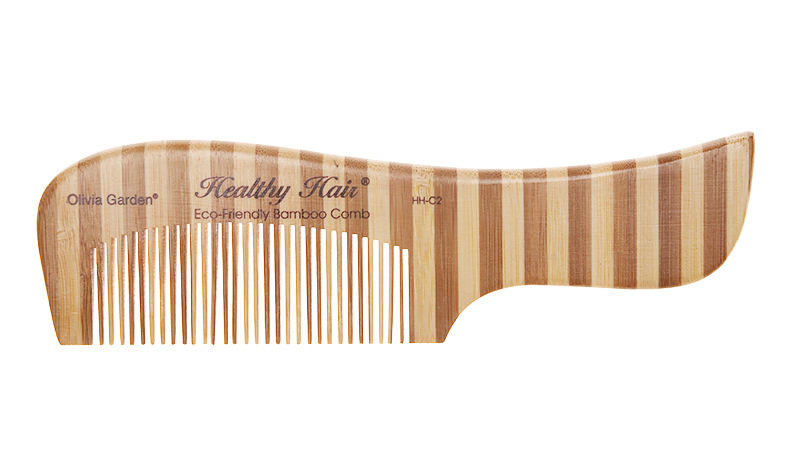 Гребень для волос Olivia Garden бамбуковый с ручкой изогнутый - 1