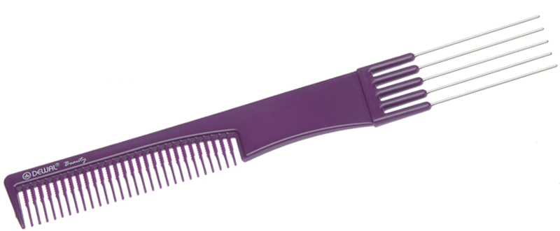 Расческа для начеса с металлическими зубцами фиолетовая DEWAL BEAUTY DBFI6506 - 1