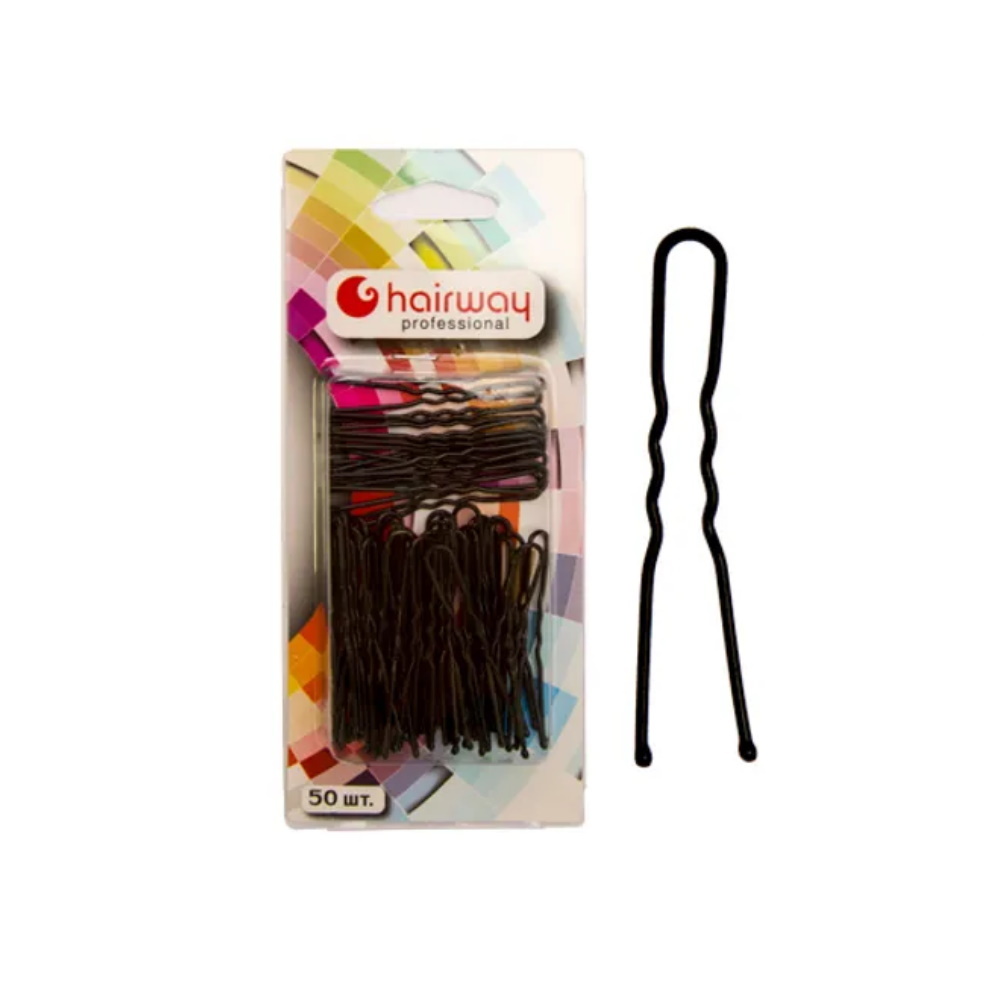Hairway 42073-02 шпильки для волос (45мм, волнистые, черные, 50шт) - 1