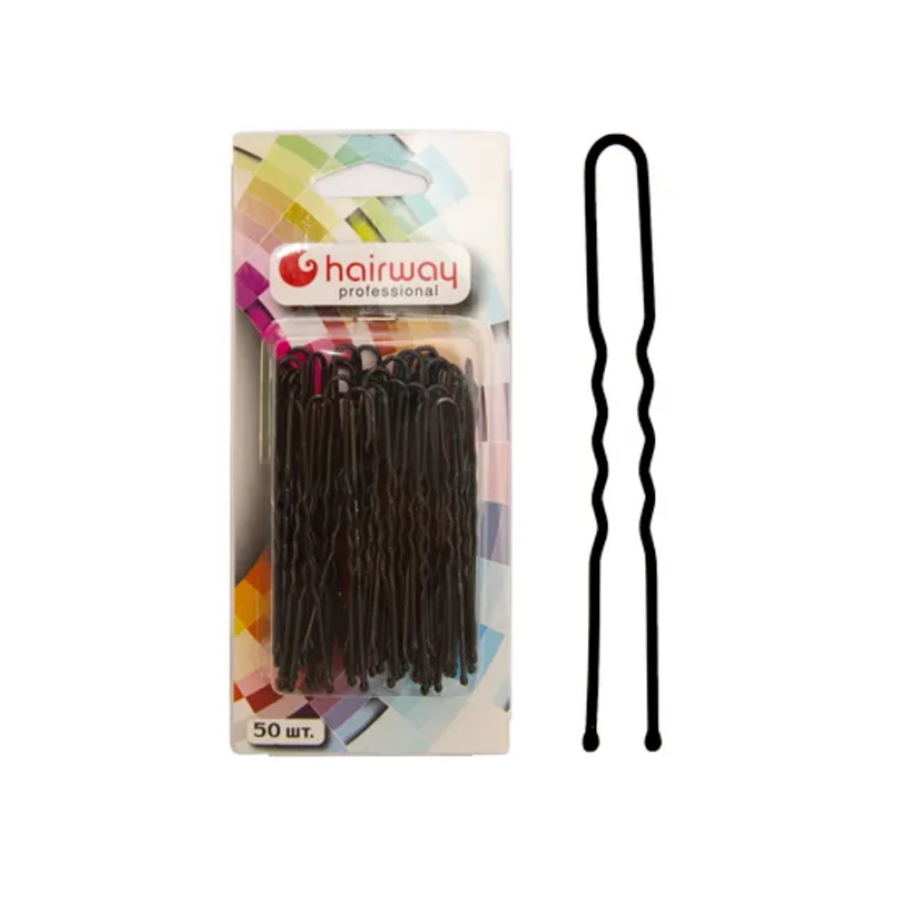 Hairway 42074-02 шпильки для волос (65мм, волнистые, черные, 50шт) - 1