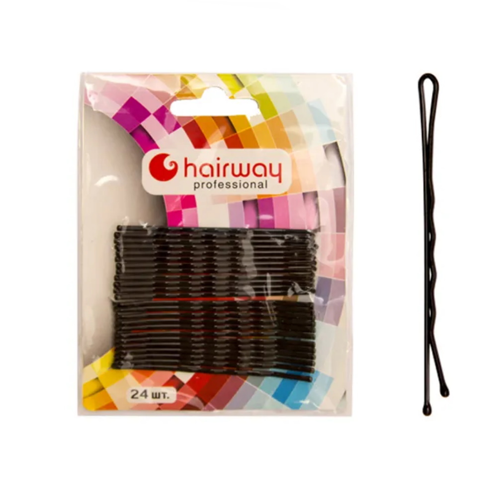 Hairway 42079-02 невидимки для волос (70мм, волнистые, черные, 24шт) - 1