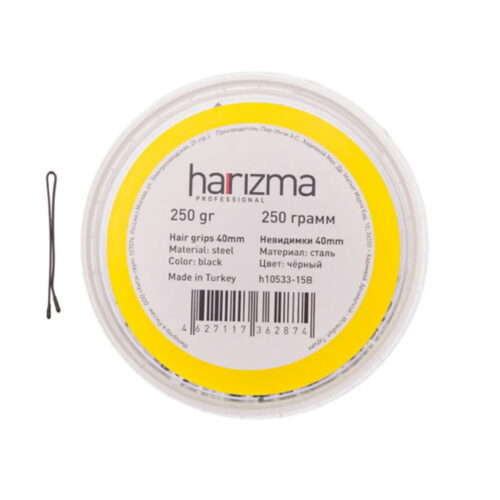Невидимки для волос Harizma 40 мм прямые черные, 250 грамм - 1