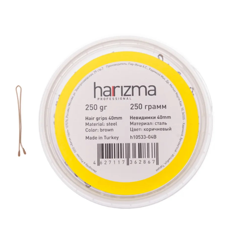 Невидимки Harizma 40 мм прямые коричневые 250 грамм - 1
