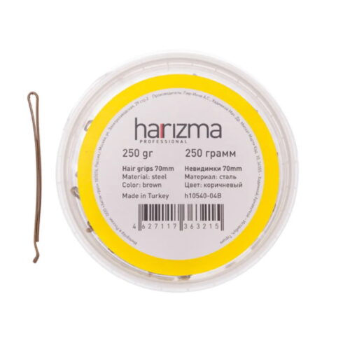 Невидимки Harizma 70 мм прямые коричневые 250грамм, с укороченной верхней частью h10540-04B - 1